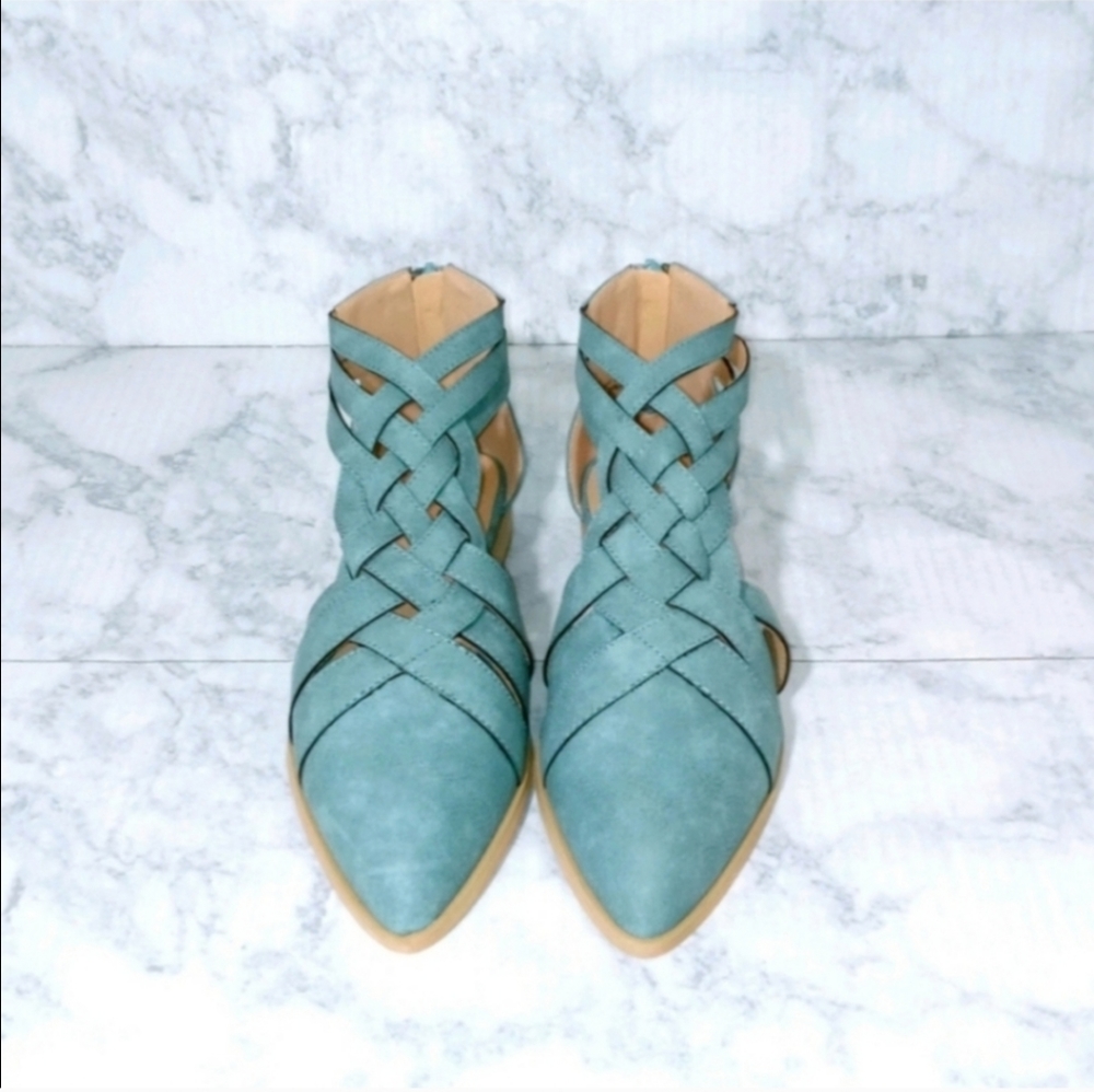 New! Boho Vibes Vegan Leather Shoes in Desert Blue - Picture 7 of 8